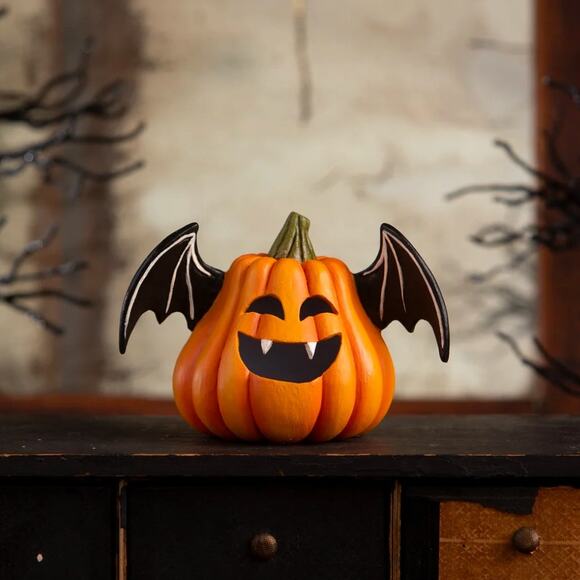 Bethany Lowe Small Pumpkin Bat Luminary Halloween Decor NEW - Picture 1 of 8